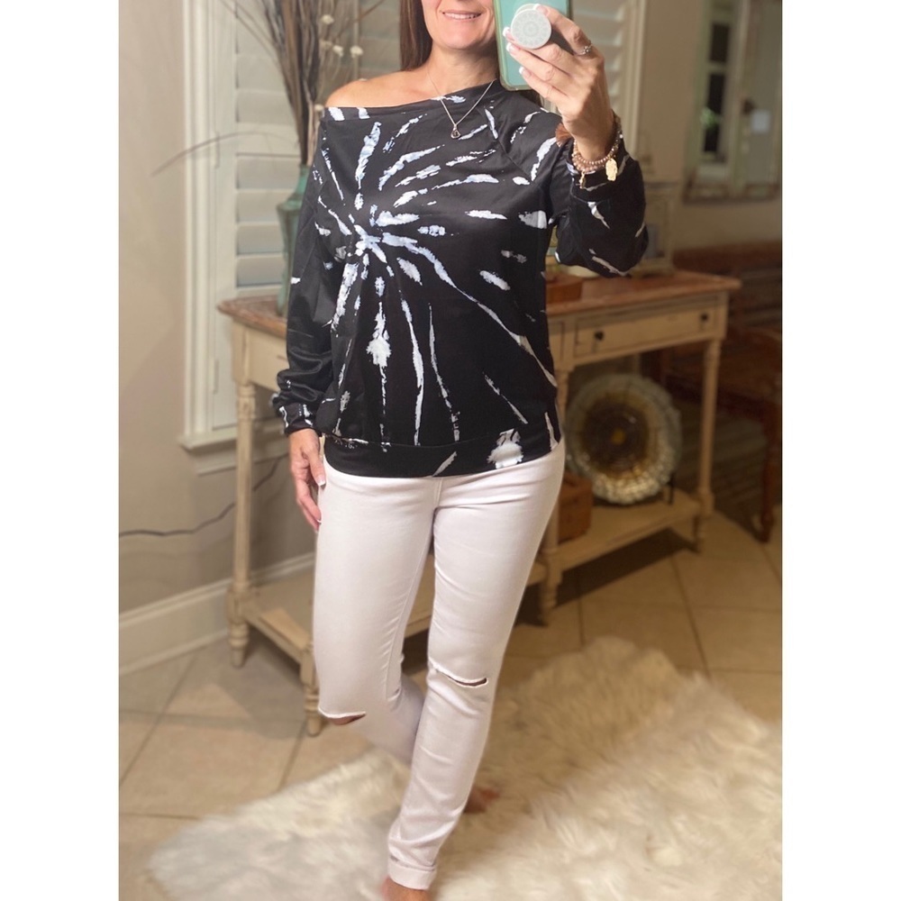 Spiral Tie Dye French Terry Sweatshirt Black 3920 - Picture 5 of 6